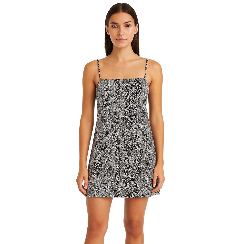 Intimately Free People Black White Wild Child Printed Slip Mini Dress Womens M